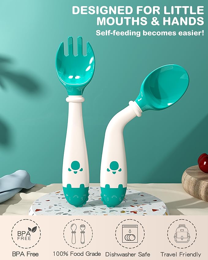 Deejoy Toddler Utensils, Self-feeding Flatware Set withTravel Case, Baby Spoons - Image 3