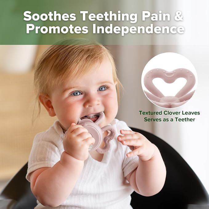 Haakaa Clover Baby Fruit Feeder Teether & Mini Freezer Nibble Tray – BPA-Free - Image 3