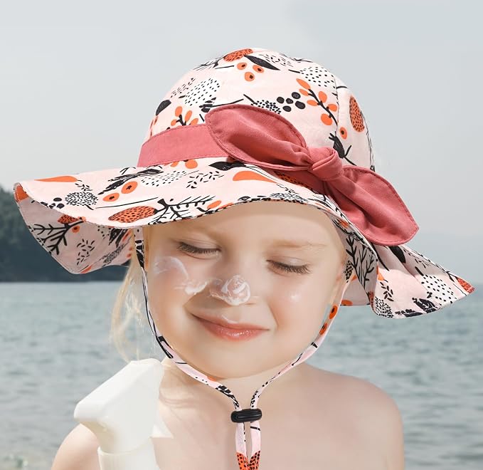 Baby Girl Sun Hat with UPF 50+ Outdoor Adjustable Beach Hat with Wide Brim - Image 6