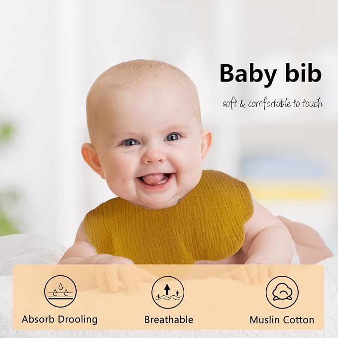 Baby Drool Bibs for Unisex Girls Boys 12 Pack Baby Muslin Bibs for Drooling and - Image 4