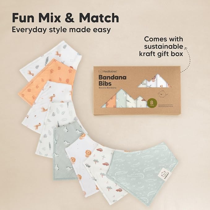 8-Pack Organic Baby Bandana Bibs - Image 9
