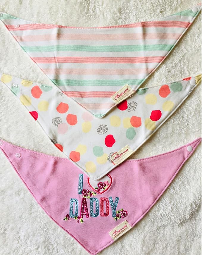 Baby Dribble Bib, Toddler Bandana Bib 3 Packs Super Absorbent Cotton Feeding - Image 3