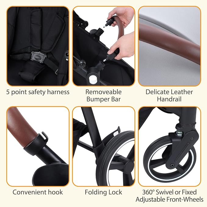 Tandem Double Stroller Newborn and Toddler, Foldable Twin Stroller - Image 7