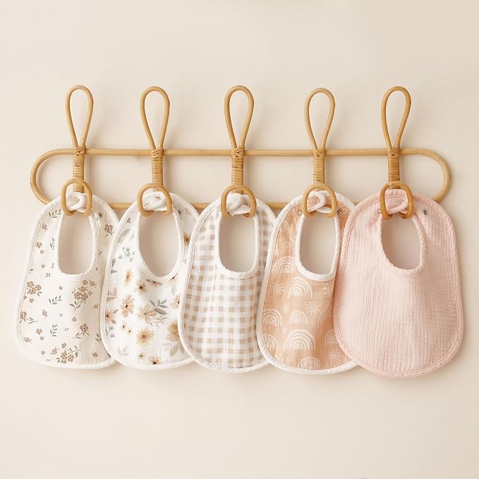 Konssy Muslin Baby Bibs 8 Pack Baby Bandana Drool Bibs Cotton - Image 5