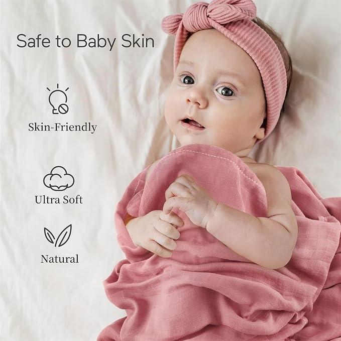 Momcozy Muslin Swaddle Blanket, 4 Pack Large 47 X 47 Inches Breathable - Image 4