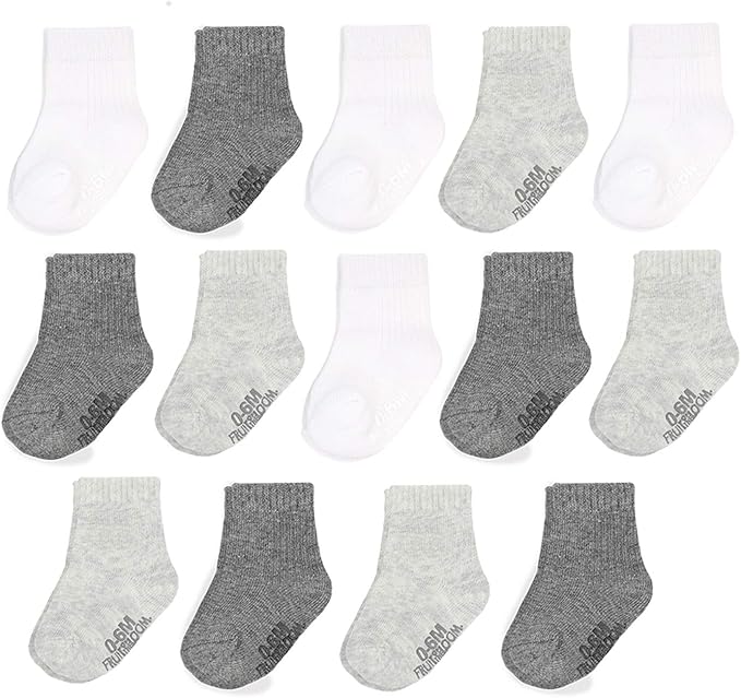 Fruit of the Loom Baby 14-Pack Grow & Fit Flex Zones Cotton Stretch Socks by FruitoftheLoom
