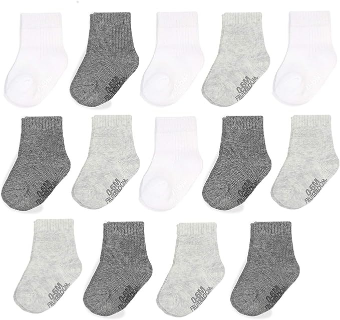 Fruit of the Loom Baby 14-Pack Grow & Fit Flex Zones Cotton Stretch Socks by FruitoftheLoom