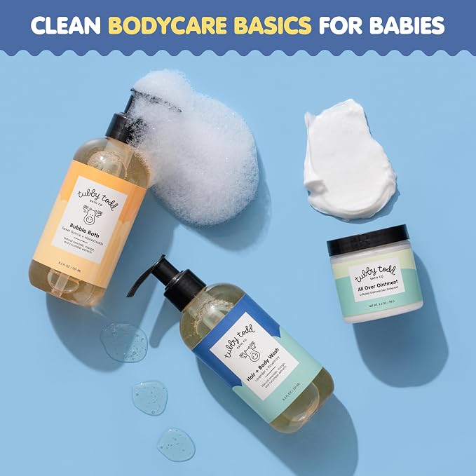 TUBBY TODD Essentials Baby Bath Gift Set – 8.5oz Hair+Body Wash, 8.5oz Bubble - Image 2