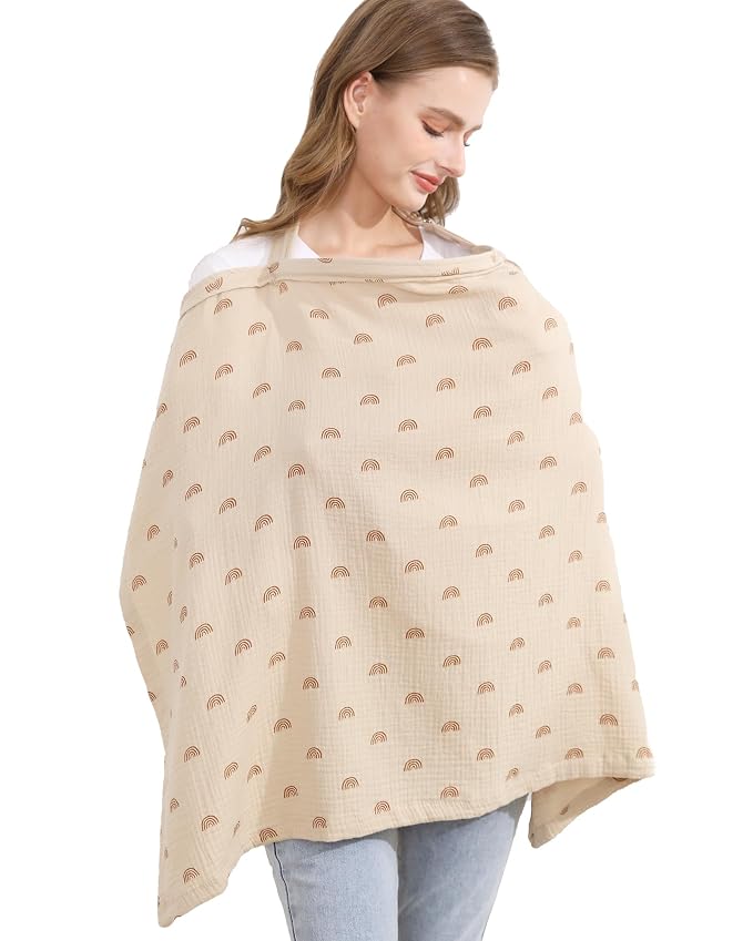 Muslin Nursing Cover for Baby Breastfeeding, Breathable 100% Cotton by Zdolmy