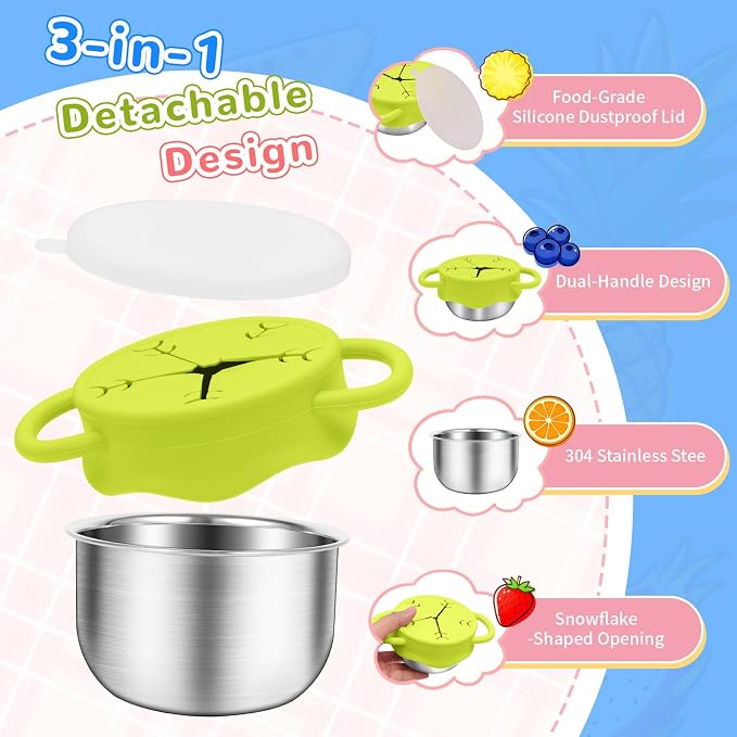 2 Pack Toddler Snack Containers –13.5oz Food Grade Stainless Steel Snack Cups - Image 3