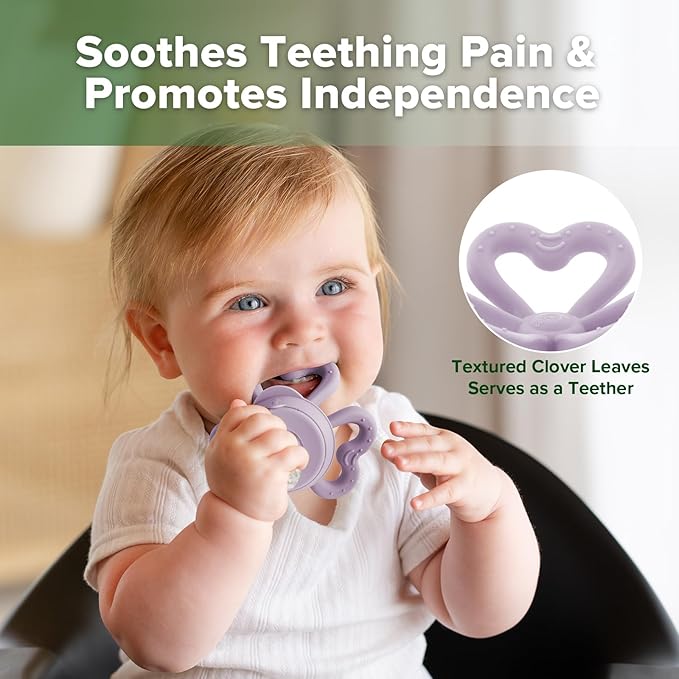 Haakaa Clover Baby Fruit Feeder Teether & Mini Freezer Nibble Tray – BPA-Free - Image 3