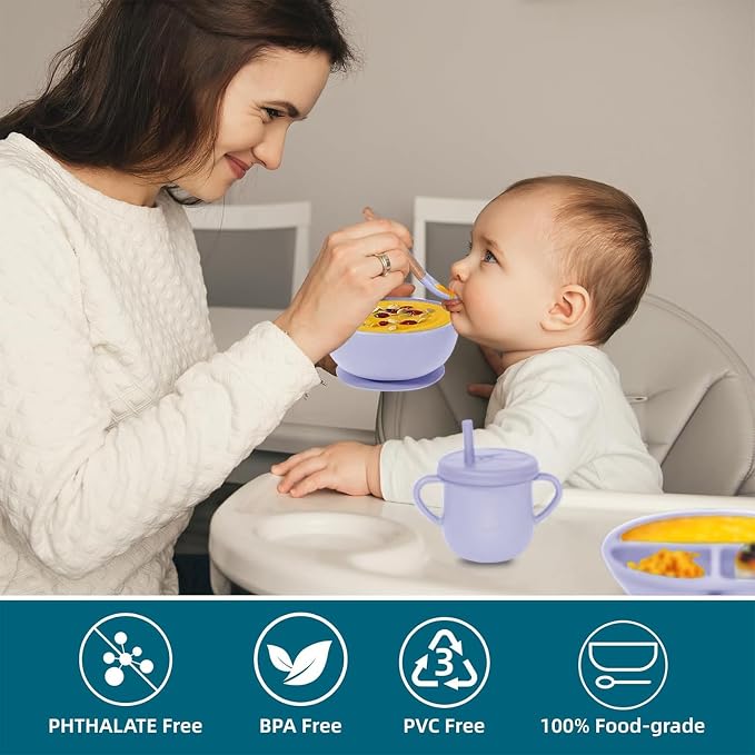 100% Silicone Baby Feeding Set, BPA Free Baby Dishes Set - Image 4