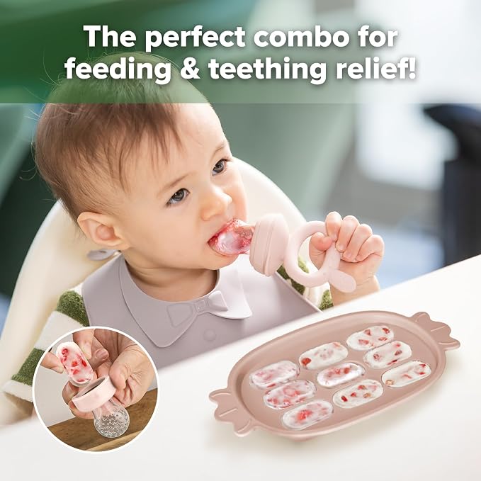Haakaa Baby Fruit Food Feeder & Silicone Freezer Nibble Tray Combo - Image 2