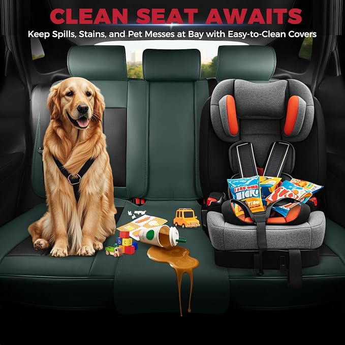 FREESOO Leather Car Seat Covers Full Set, Luxury Front Car Seat Covers and Back - Image 7