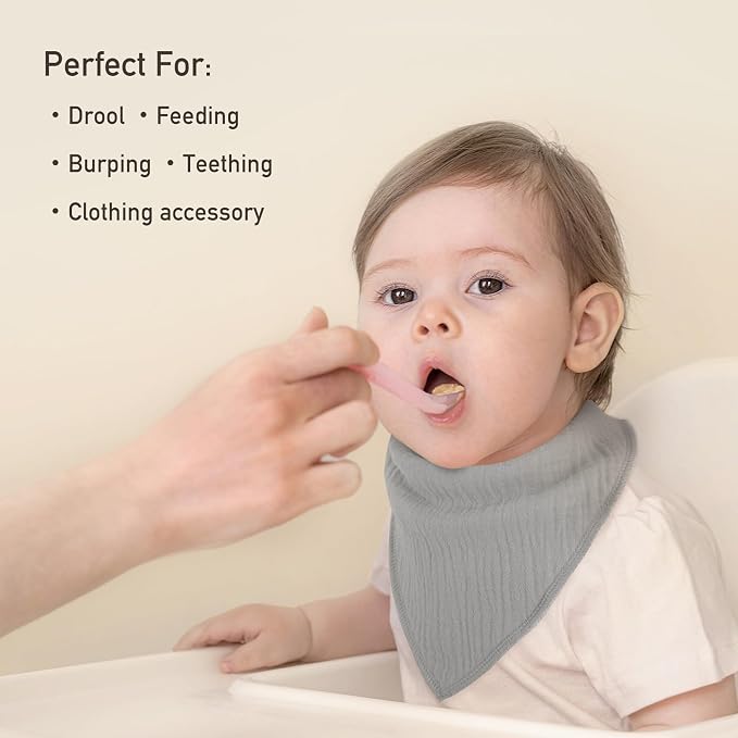 Muslin Baby Bibs 8 Pack, Baby Bandana Drool Bib - Image 2