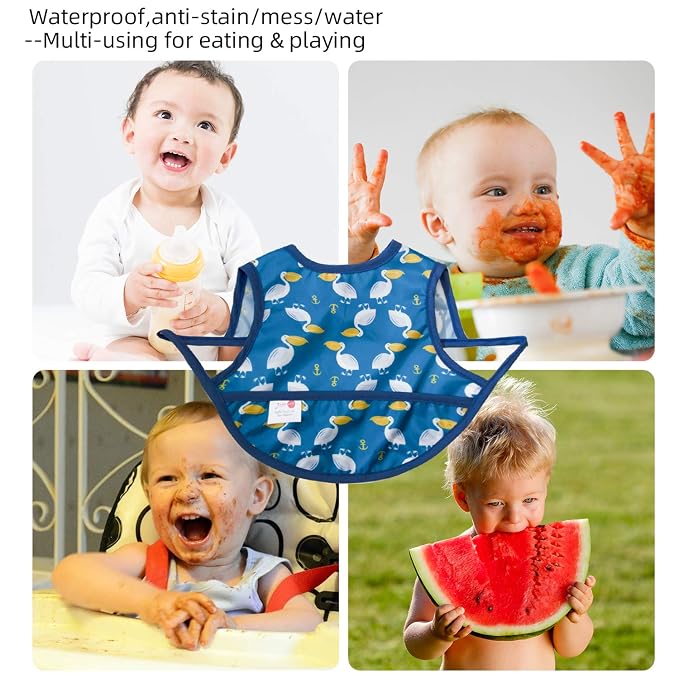 Joyo roy Mess Proof Baby Bibs 3-10 Months Waterproof Toddler Baby Boy Bibs - Image 6