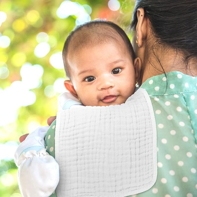 Tallew 8 Pack Muslin Burp Cloths and Baby Bibs - Image 7