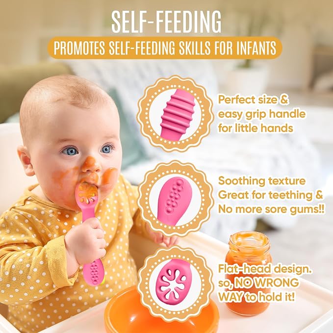 4pc Silicone Baby Spoons Self Feeding Baby Utensils 6-12 Months - Image 5