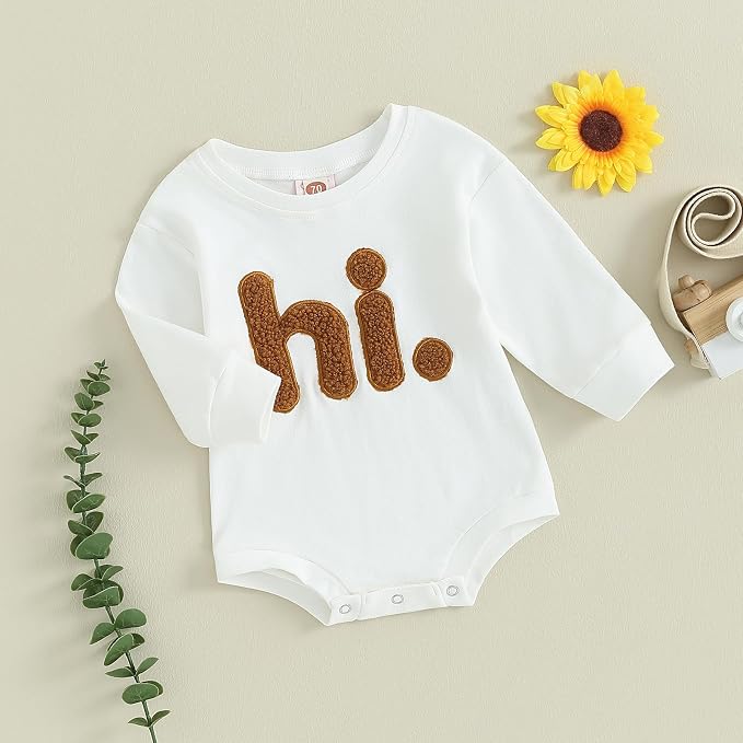 VISGOGO Newborn Infant Baby Boy Girls Oversized Romper Little Dude Sweater - Image 3