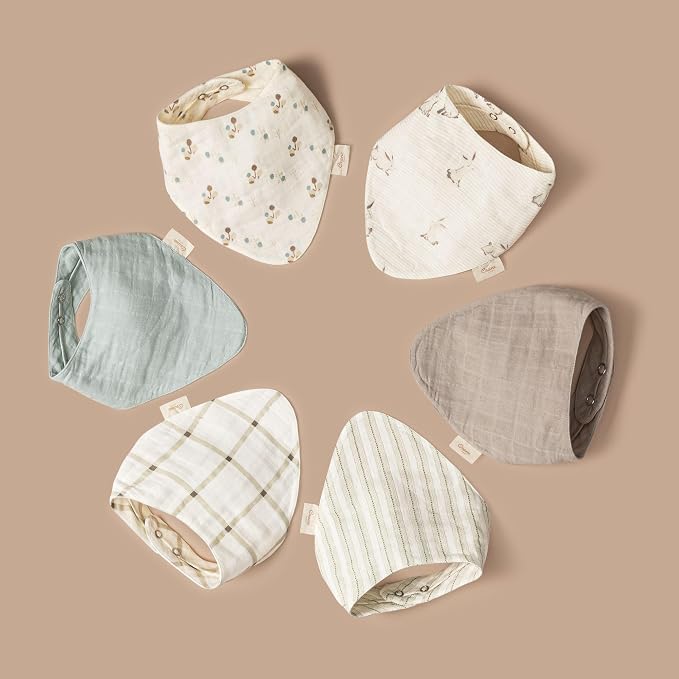 Crane Baby 100% Organic Cotton Baby Bibs, 3-pc. Set, Bunny Pattern - Image 3