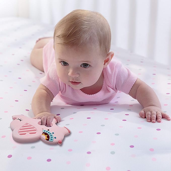 Soft Pink Elephant Teether Toy for Babies 3-6/6-12 Months Silicone Teething Toy - Image 2