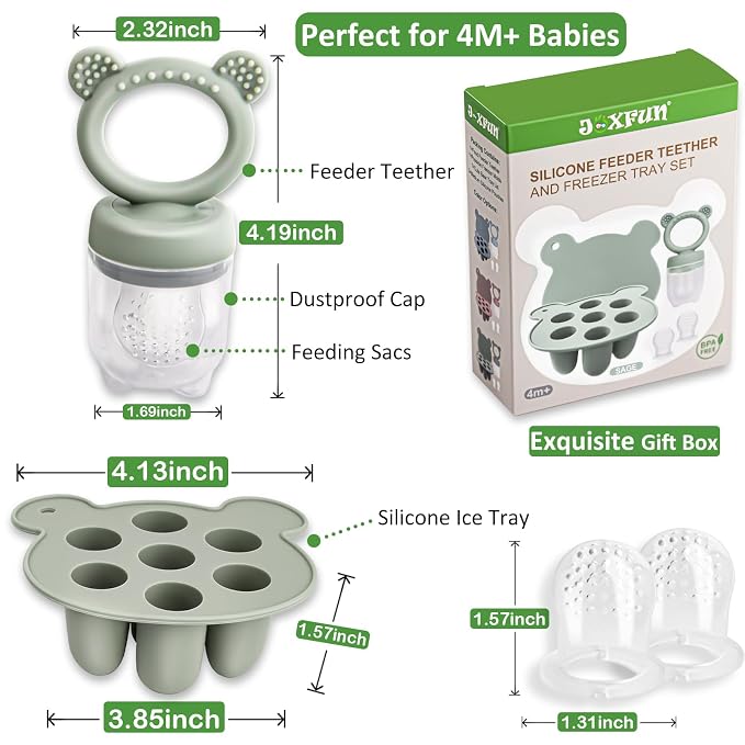 Silicone Baby Fruit Food Feeder & Mini Freezer Nibble Tray, Breastmilk Popsicle - Image 3