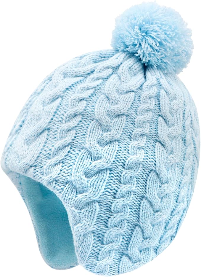 Duoyeree Kids Beanie Hat for Boys Girls Pom-pom Kint Hats Cozy Lining Winter by Duoyeree