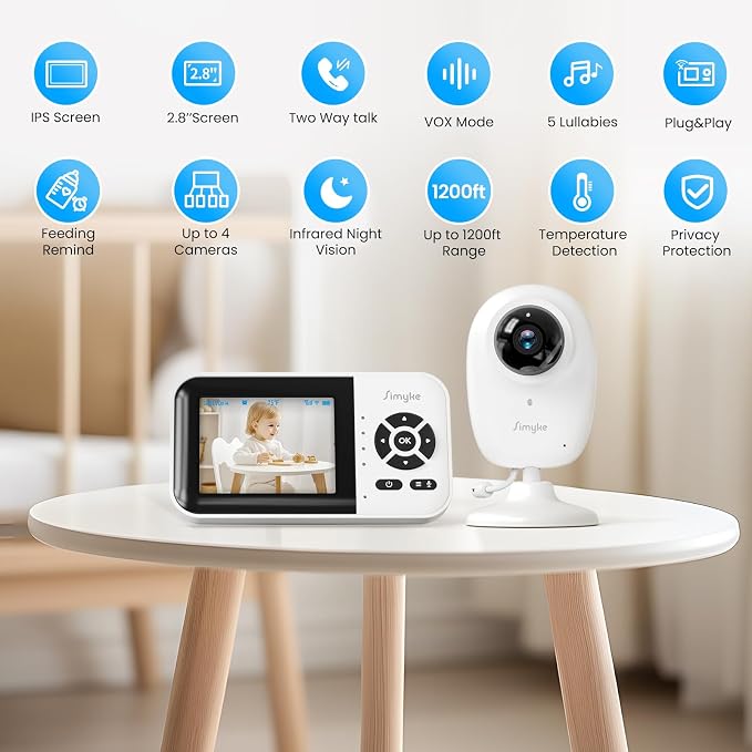 Dual Mode Baby Monitor, 1080p Video APP, 2.8'' IPS Screen, 10-Hour Streaming - Image 2