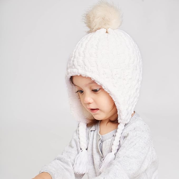 LANGZHEN Toddler Kids Infant Winter Hat, Earflap Knit Warm Cap Fleece Lined - Image 3