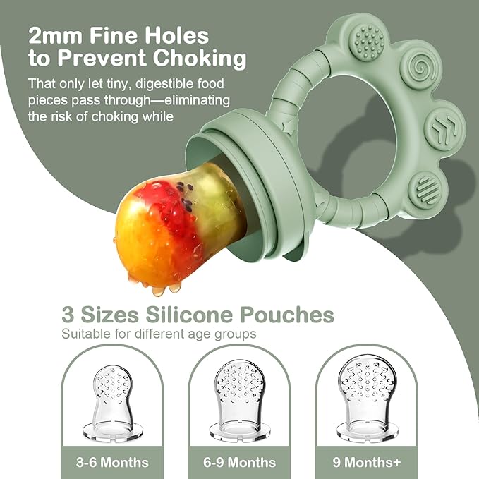 2 Pack Baby Fruit Food Feeder + Breastmilk Popsicle Molds, Baby Teethers - Image 3