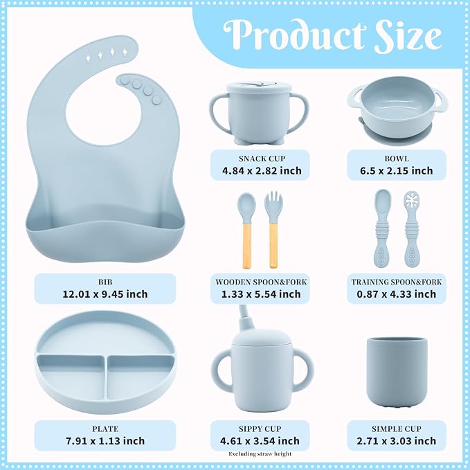 Silicone Baby Feeding Set 10 Pcs, Baby Led Weaning Supplies, Baby Feeding - Image 7