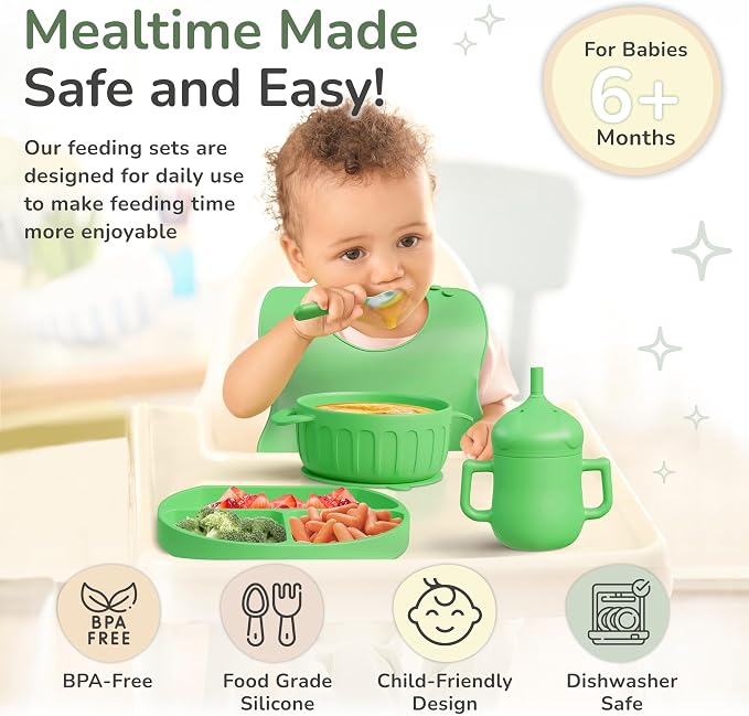 mimi & kiki BPA-Free Silicone Baby Feeding Set, Baby Plates and Bowls Set - Image 4