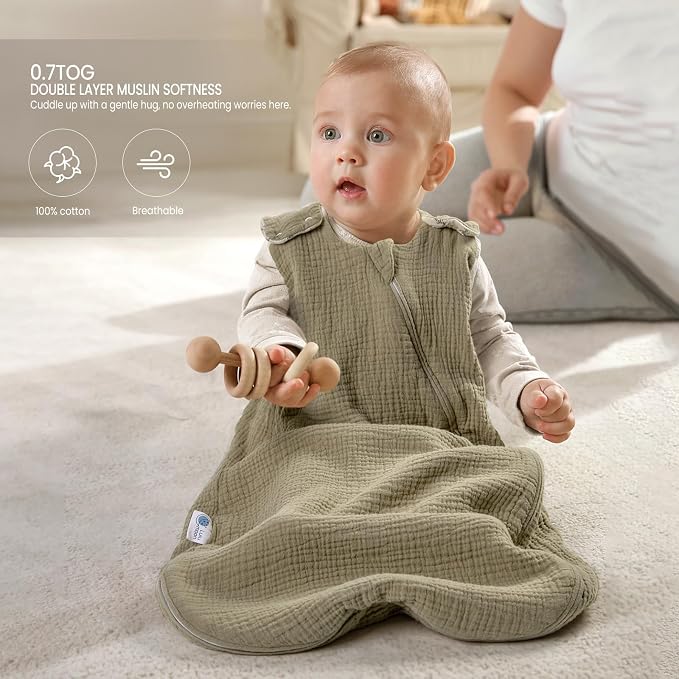 lulumoon Sleep Sack Muslin for Baby: Cotton Wearable Blanket for 15-24 Months - Image 8