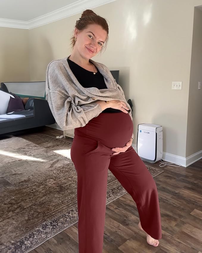 G4Free Maternity Pants Over The Belly Yoga Dress Work Pregnancy Pants Stretchy - Image 2