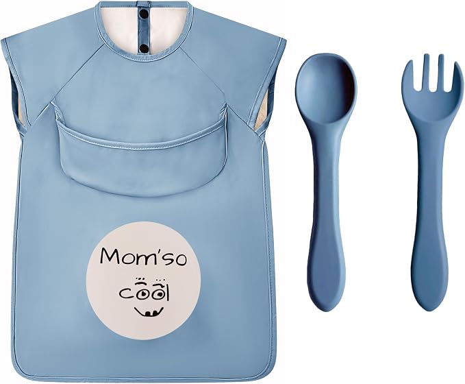 Mom'so cool bib set, Cool baby blue color by Unknown
