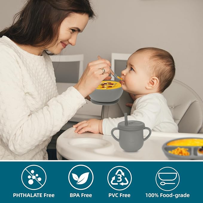 100% Silicone baby feeding set, BPA free Baby dishes set - Image 5