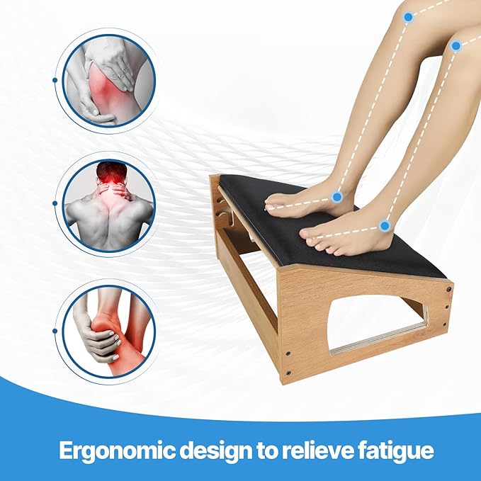 Ergonomic Foot Rest, 4 Adjustable Height Foot Stool, Footrest Under Desk， Soft - Image 2