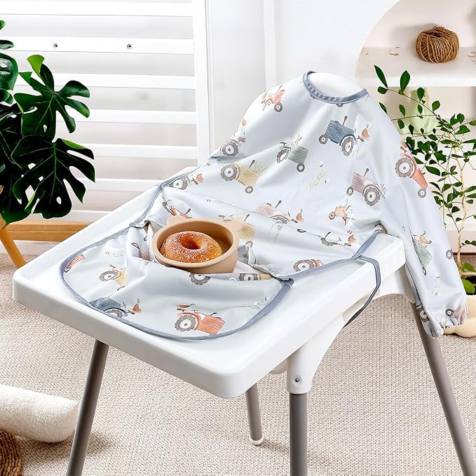 2-Pack Long Sleeve Baby Bib, Coverall Baby Bibs - Image 8