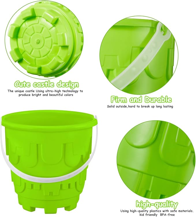 Chivao 6 Pack 7 Inch Beach Sand Buckets and Shovels Sets Castle Model Sand - Image 3