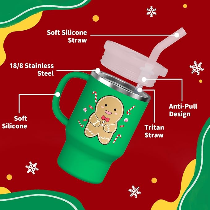 Bella's Friends Christmas Mini Tumbler- 9 0z Toddler Sippy Cup, Flexible Straw - Image 4