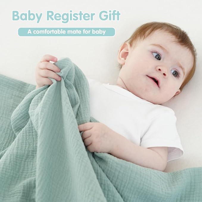 Muslin Swaddle Blankets for Newborns, 2 Pack 100% Cotton Receiving Blankets - Image 4