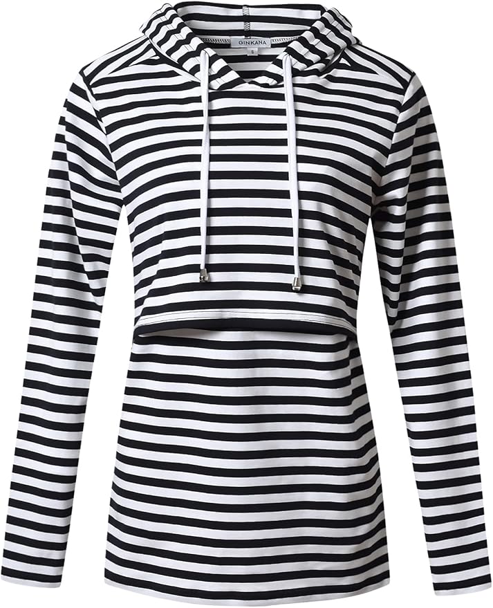 GINKANA Women's Nursing Hoodie Sweatshirt Long Sleeves Breastfeeding Maternity - Image 2