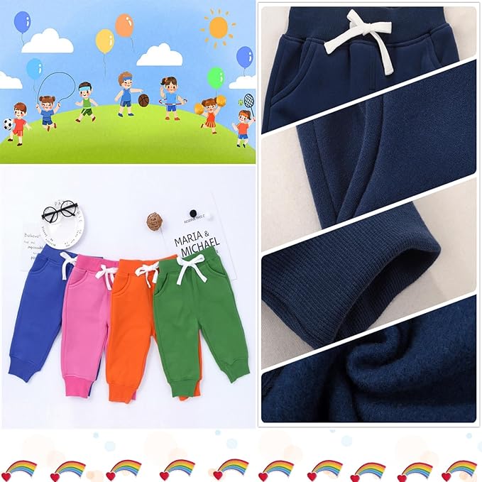 CuteOn Unisex Toddler Jogger Pants Kids Cotton Elastic Waist Winter Baby - Image 4