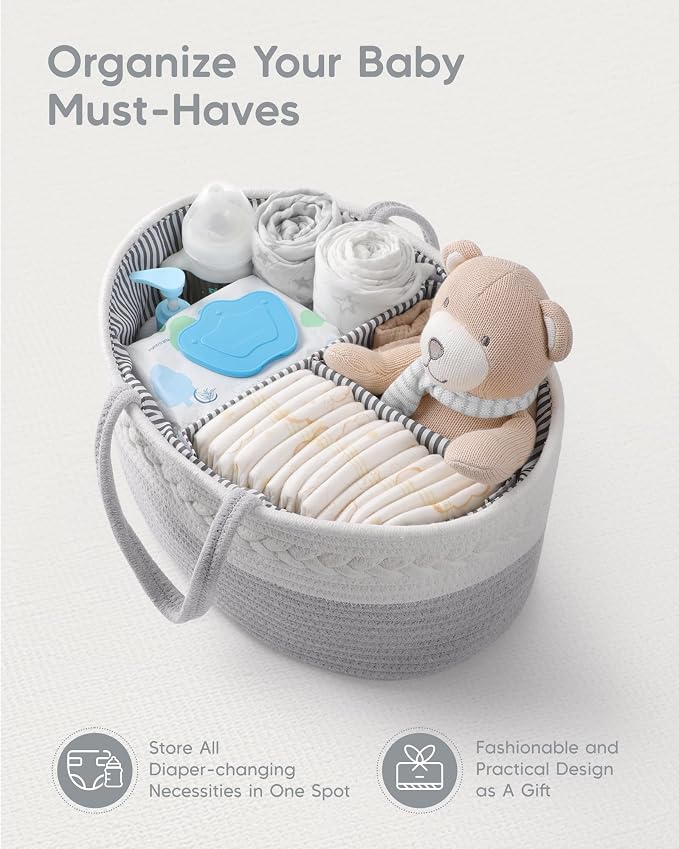 Maliton Diaper Caddy Organizer for Baby Boy- Cotton Rope for Changing Table - Image 9