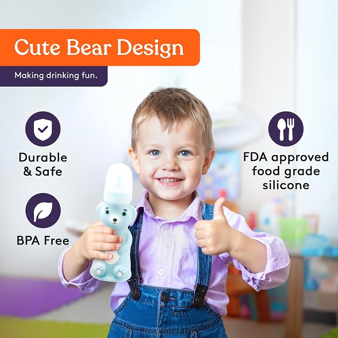 Special Supplies Honey Bear Straw Cup Long Straws, Squeezable Therapy and - Image 3