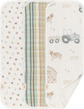 Crane Baby Burp Cloths Set, 3-pc. Charlie Farmhouse Tractor Collection by CraneBaby