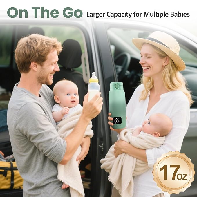 Portable Bottle Warmer for Travel, 17oz Portable Milk Warmer for Baby Fast - Image 2