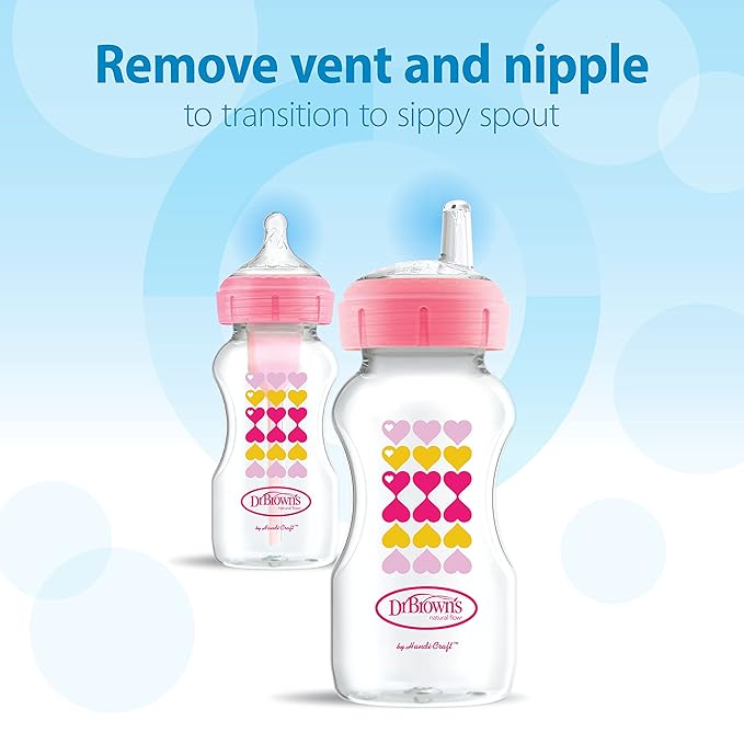 Dr. Brown's Anti-Colic Options+ Wide-Neck Sippy Bottle Starter Kit, - Image 3