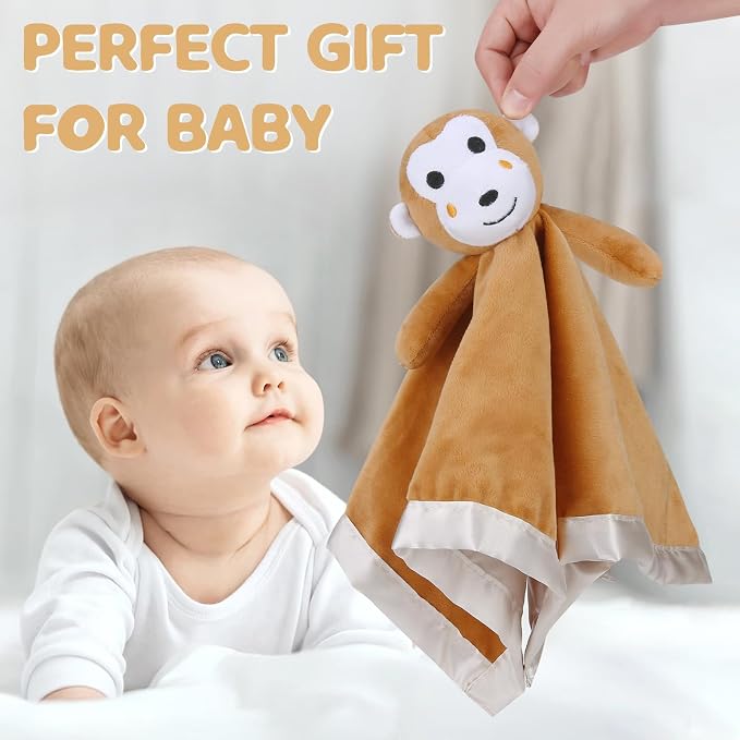 Pro Goleem Monkey Loveys for Babies, Soft Security Blanket Baby Snuggle Toy - Image 3