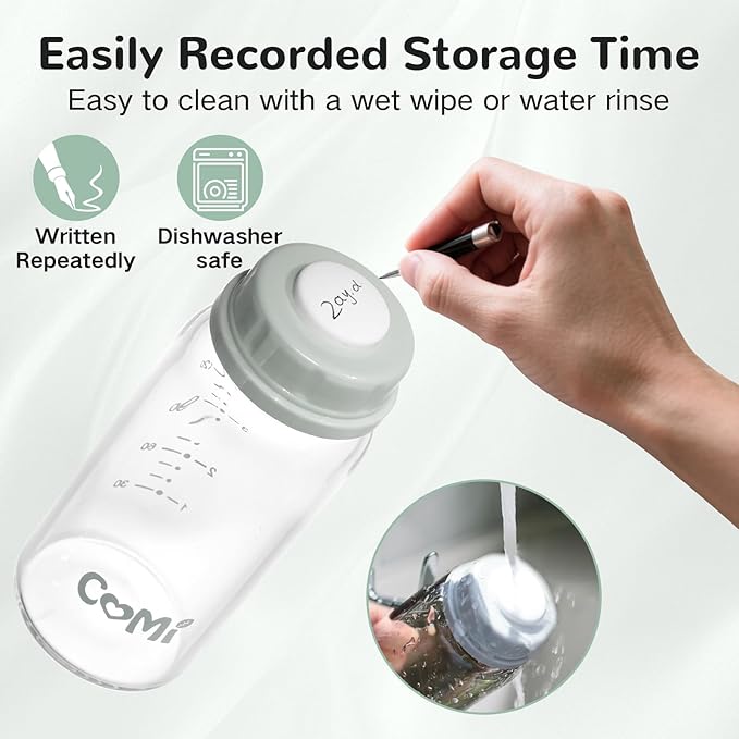 COMI Natural Glass Baby Bottle, Standard Neck Breastmilk Storage Bottle - Image 6